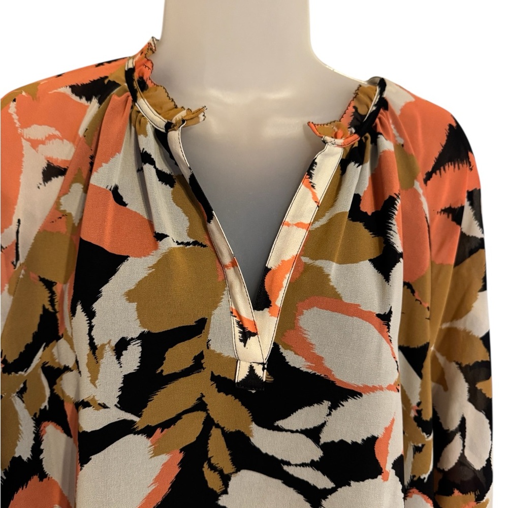 Beautiful Calvin Klein Multicolor Floral Print Blouse 1X #J - Picture 2 of 6